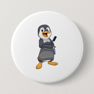 Penguin as Hair stylist with Comb 7.5 Cm Round Badge
