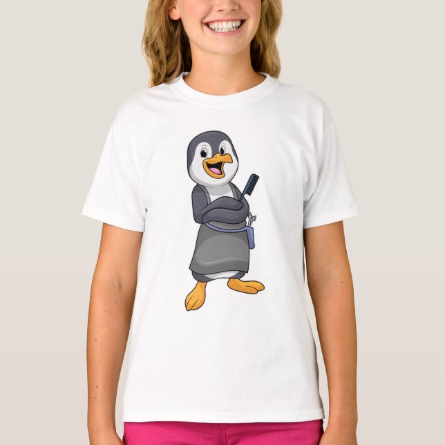 Penguin as Hair stylist with Comb T-Shirt (Front)