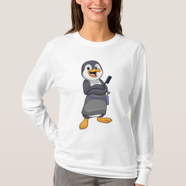 Penguin as Hair stylist with Comb T-Shirt (Front)