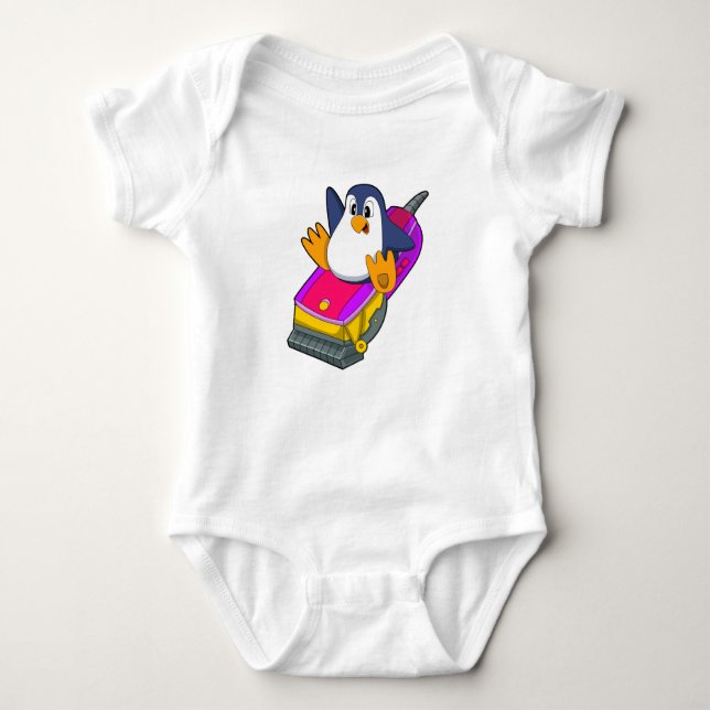 Penguin as Hairdresser with Razor Baby Bodysuit (Front)