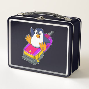 Penguin as Hairdresser with Razor Metal Lunch Box