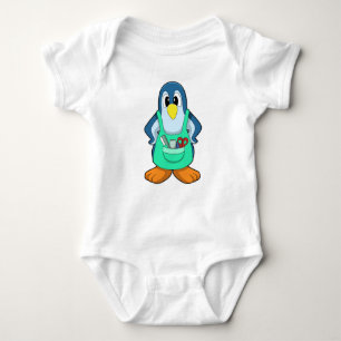 Penguin as Hairdresser with Scissors & Razor Baby Bodysuit