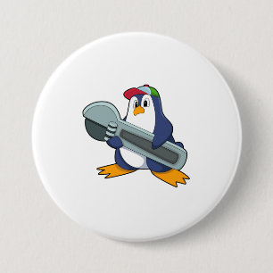 Penguin as Mechaic with Tool 7.5 Cm Round Badge