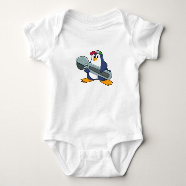 Penguin as Mechaic with Tool Baby Bodysuit (Front)