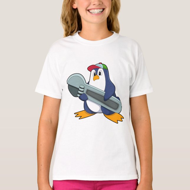 Penguin as Mechaic with Tool T-Shirt (Front)