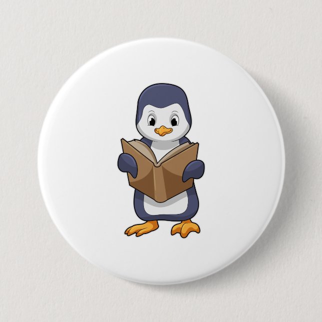 Penguin as Nerd with Book 7.5 Cm Round Badge (Front)