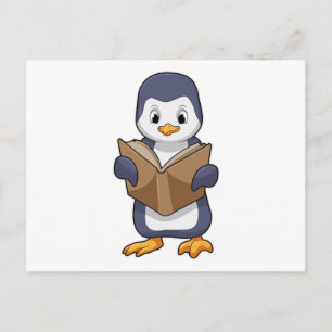 Penguin as Nerd with Book Postcard