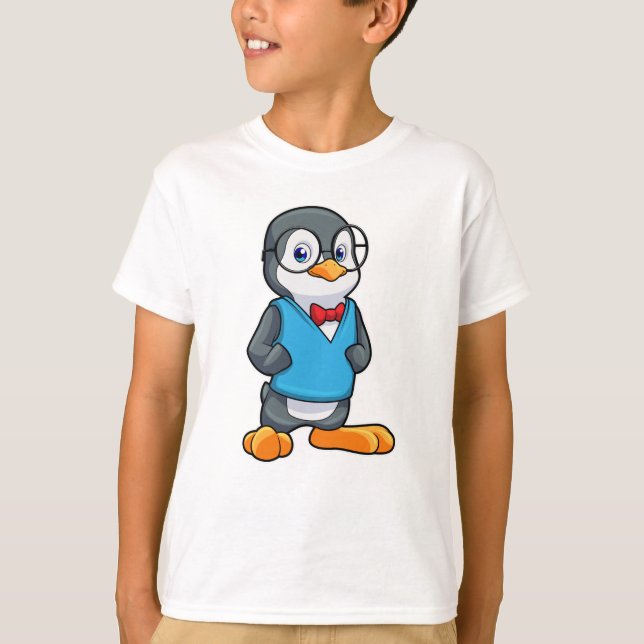 Penguin as Nerd with Glasses T-Shirt (Front)