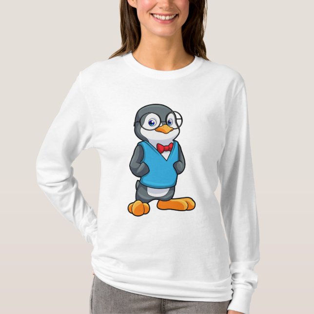 Penguin as Nerd with Glasses T-Shirt (Front)