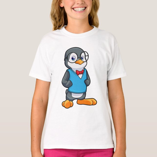 Penguin as Nerd with Glasses T-Shirt (Front)