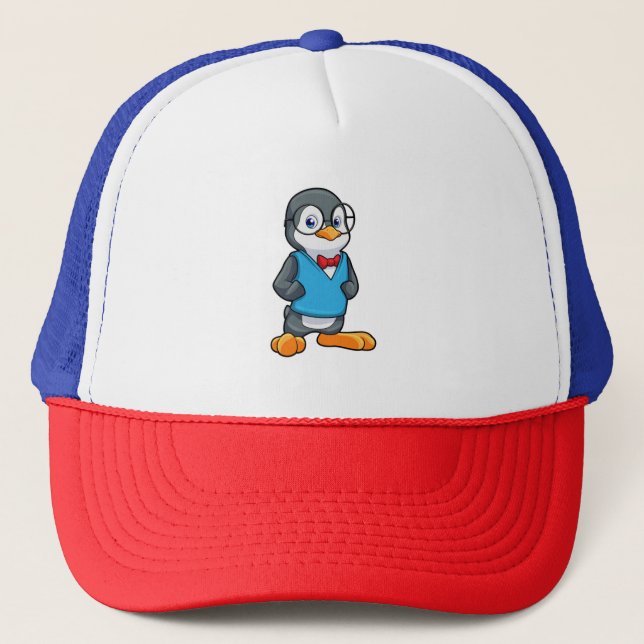 Penguin as Nerd with Glasses Trucker Hat (Front)