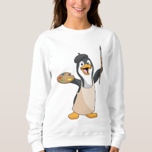 Penguin as Painter with Paint brush & Colour Sweatshirt