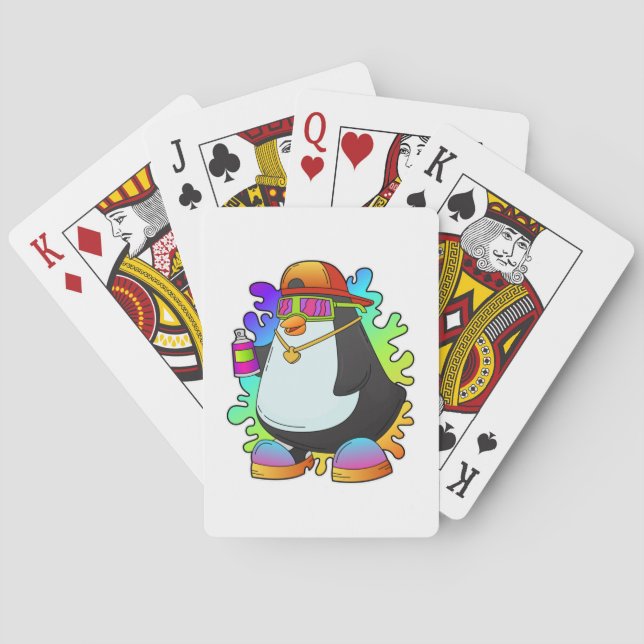 Penguin as Painter with Spray Playing Cards (Back)