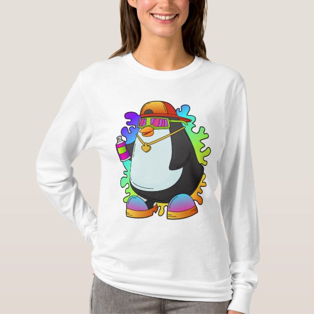 Penguin as Painter with Spray T-Shirt (Front)