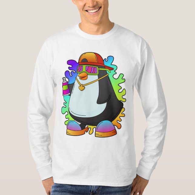 Penguin as Painter with Spray T-Shirt (Front)