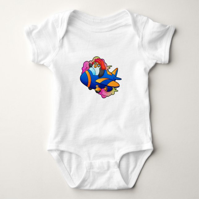 Penguin as Pilot with Plane Baby Bodysuit (Front)