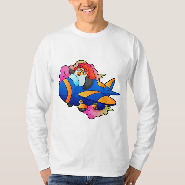 Penguin as Pilot with Plane T-Shirt (Front)