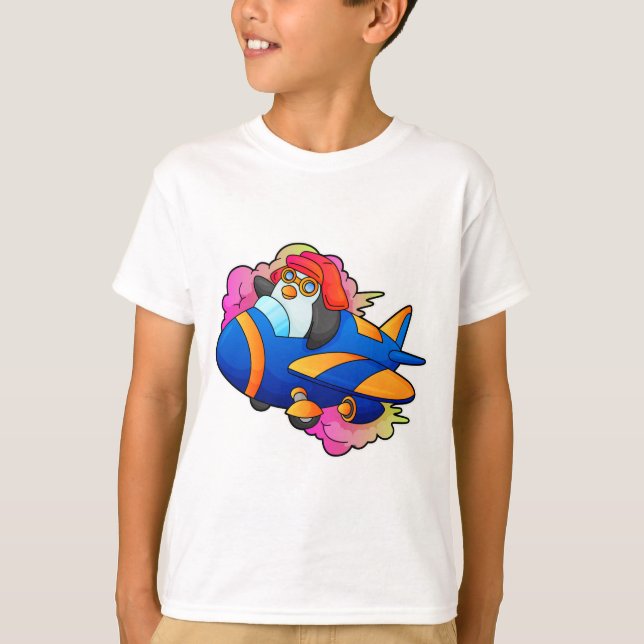 Penguin as Pilot with Plane T-Shirt (Front)