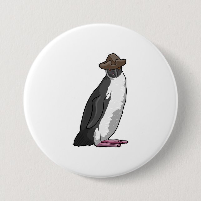 Penguin as Pirate with Hat 7.5 Cm Round Badge (Front)