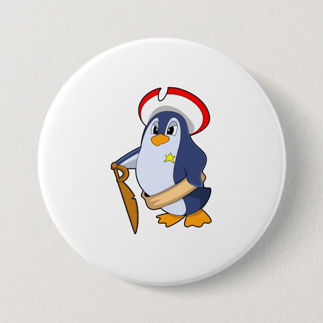 Penguin as Pirate with Hat 7.5 Cm Round Badge (Front)