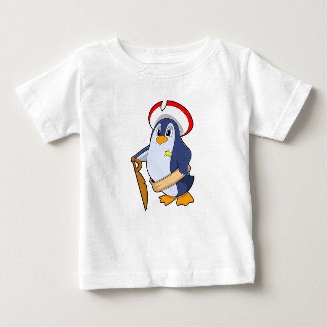 Penguin as Pirate with Hat Baby T-Shirt (Front)