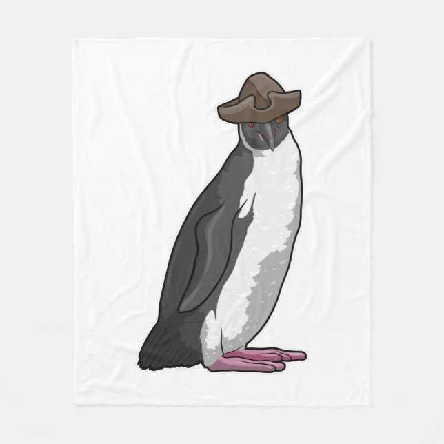 Penguin as Pirate with Hat Fleece Blanket (Front)