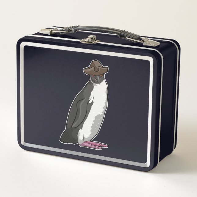 Penguin as Pirate with Hat Metal Lunch Box (Front)