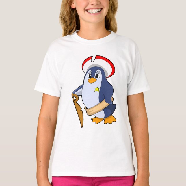Penguin as Pirate with Hat T-Shirt (Front)