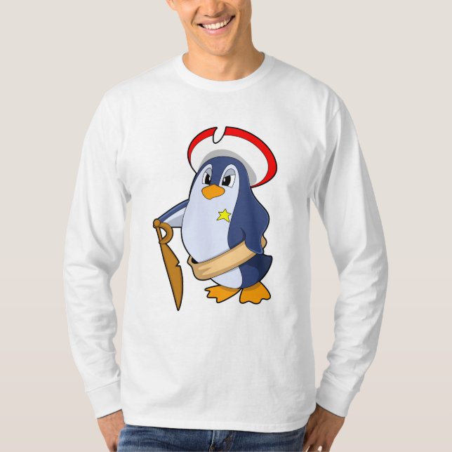 Penguin as Pirate with Hat T-Shirt (Front)
