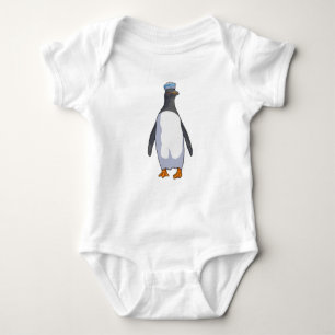 Penguin as Sailor with Hat Baby Bodysuit