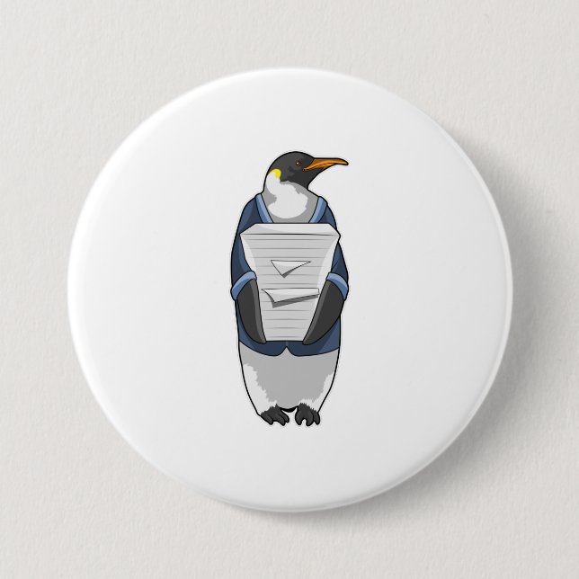 Penguin as Secretary with Stack of paper 7.5 Cm Round Badge (Front)