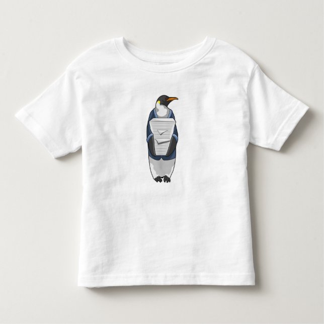 Penguin as Secretary with Stack of paper Toddler T-Shirt (Front)