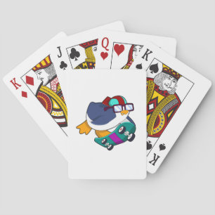 Penguin as Skater with Skateboard Playing Cards