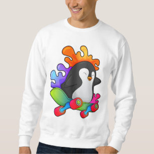Penguin as Skater with Skateboard Sweatshirt