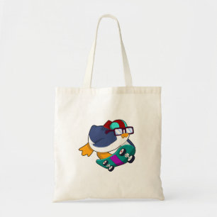 Penguin as Skater with Skateboard Tote Bag