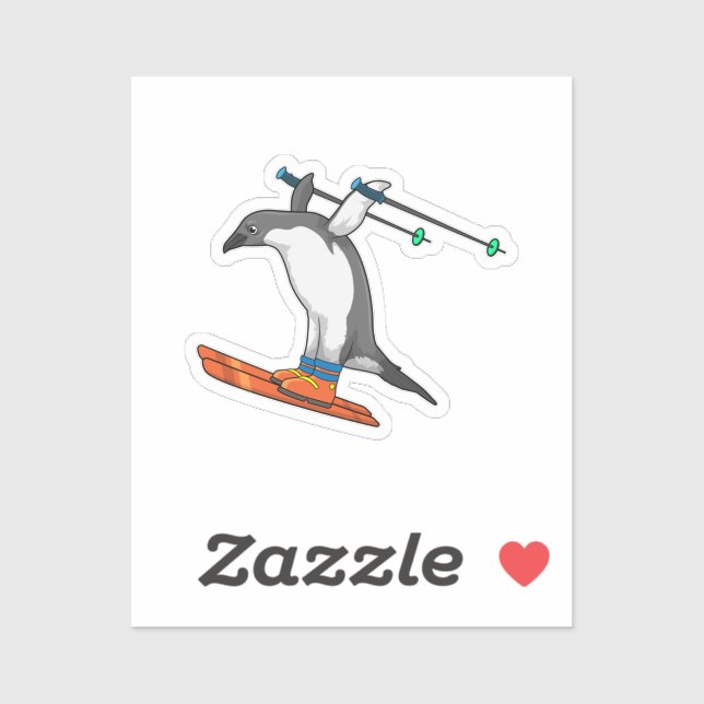 Penguin as Ski jumper with Ski (Sheet)