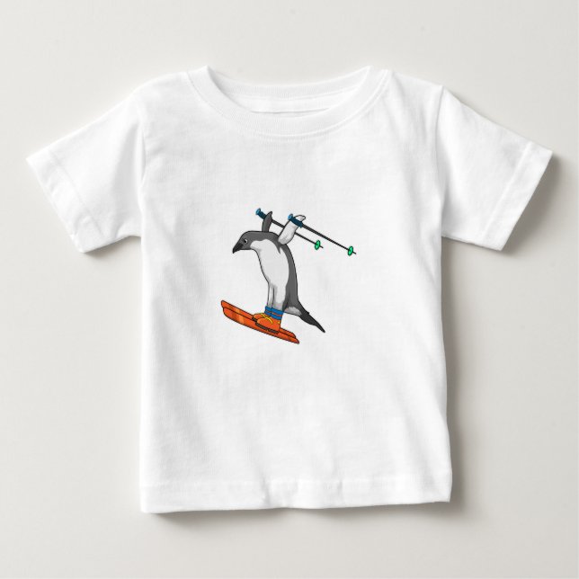 Penguin as Ski jumper with Ski Baby T-Shirt (Front)