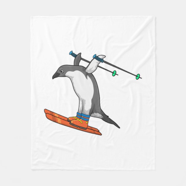 Penguin as Ski jumper with Ski Fleece Blanket (Front)