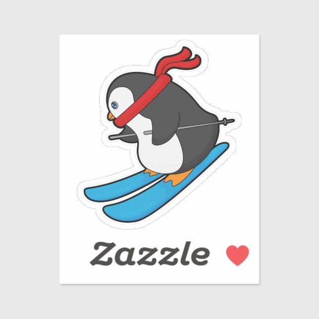 Penguin as Skier with Ski (Sheet)