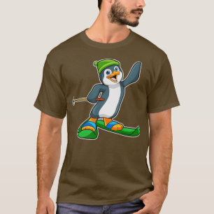 Penguin as Skier with Ski Cap T-Shirt