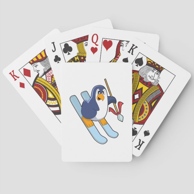 Penguin as Skier with Ski Playing Cards (Back)