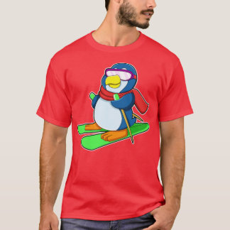 Penguin as Skier with Ski Scarf Sunglasses T-Shirt