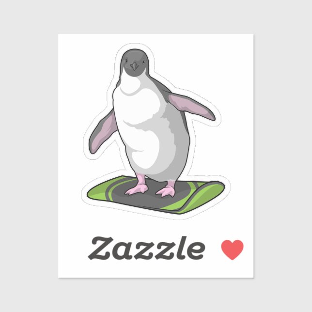 Penguin as Snowboarder with Snowboard (Sheet)