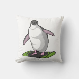 Penguin as Snowboarder with Snowboard Cushion