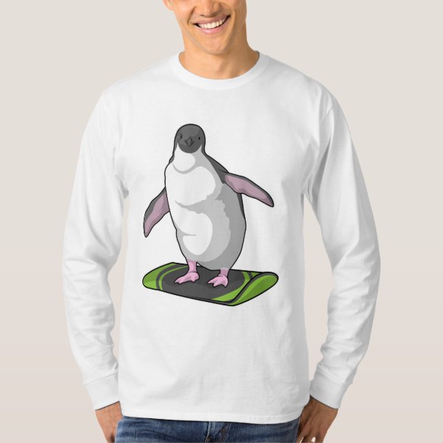 Penguin as Snowboarder with Snowboard T-Shirt (Front)