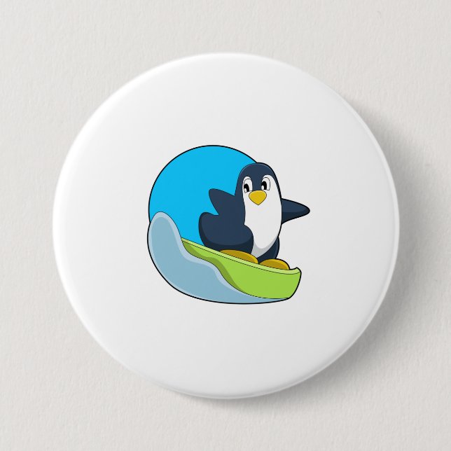 Penguin as Snowboarder with Sonowboard.PNG 7.5 Cm Round Badge (Front)