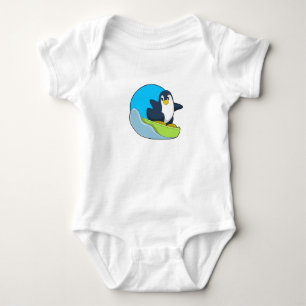 Penguin as Snowboarder with Sonowboard.PNG Baby Bodysuit