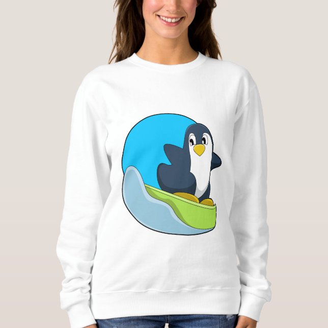 Penguin as Snowboarder with Sonowboard.PNG Sweatshirt (Front)