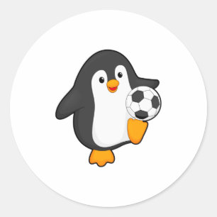 Penguin As Soccer Player With Soccer Ball T Shirt  Classic Round Sticker