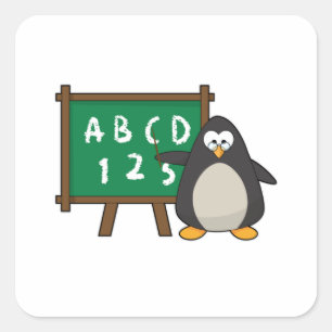 Penguin as Teacher with Blackboard Square Sticker